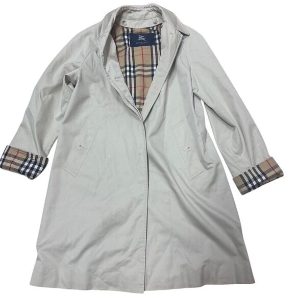 EUC Burberry Women's Beige Trench Coat Size 6 Classic Plaid Detachable Lining - Picture 3 of 12